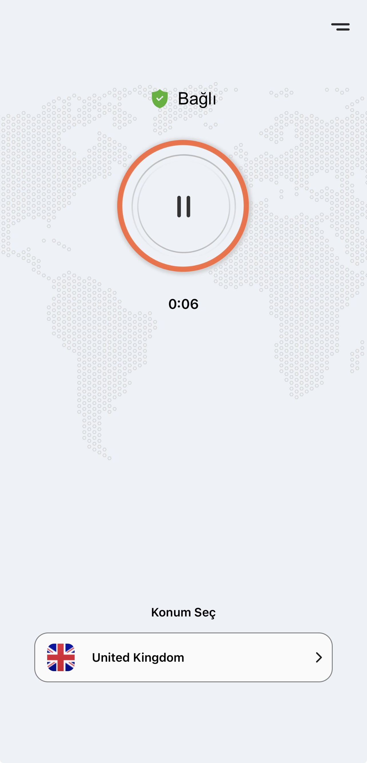 App screenshot — Connected